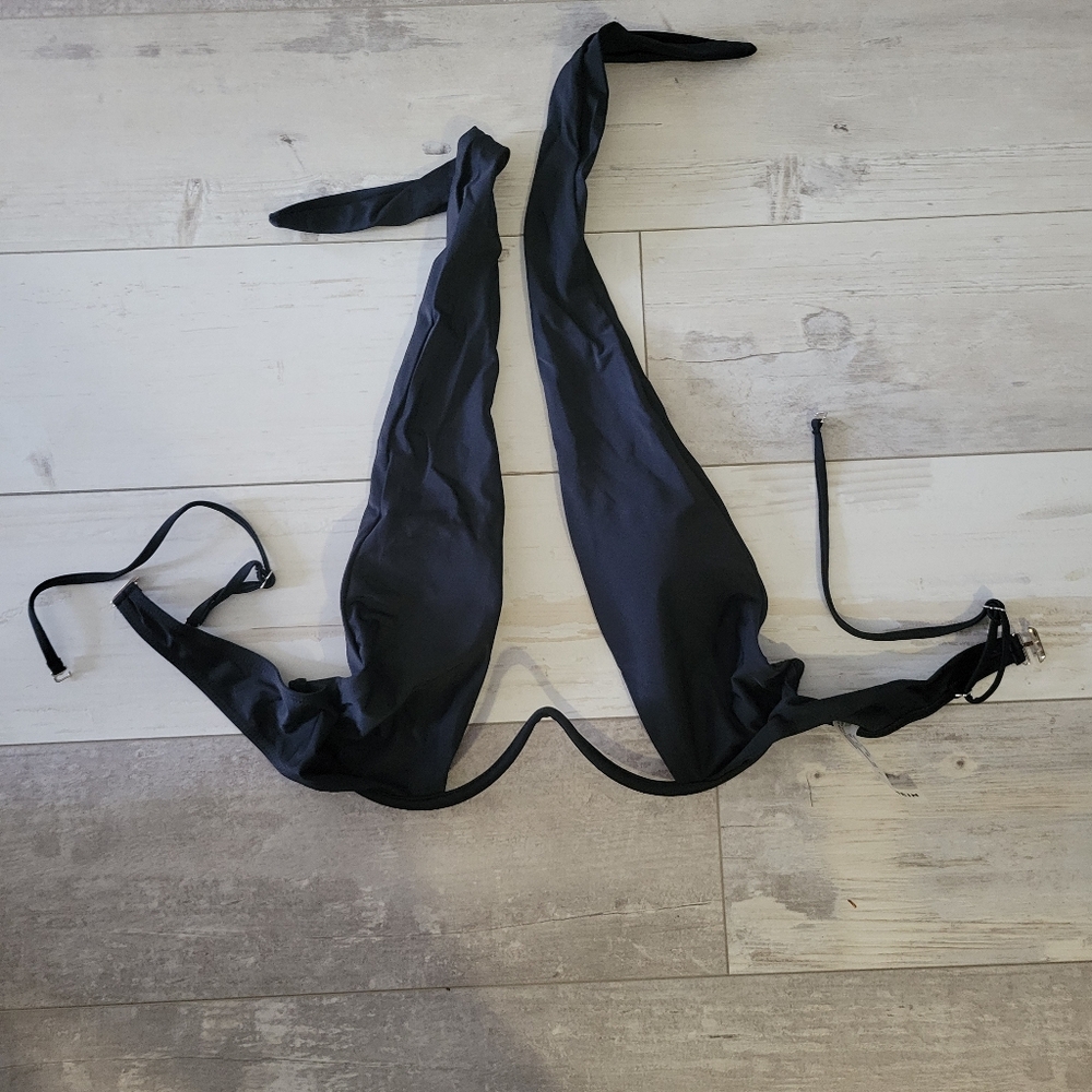 Deep cut bathing suit top. Size L black